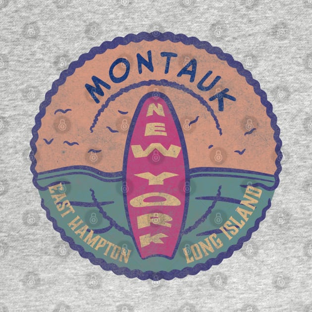 Montauk Vintage Surf Logo New York by Alexander Luminova